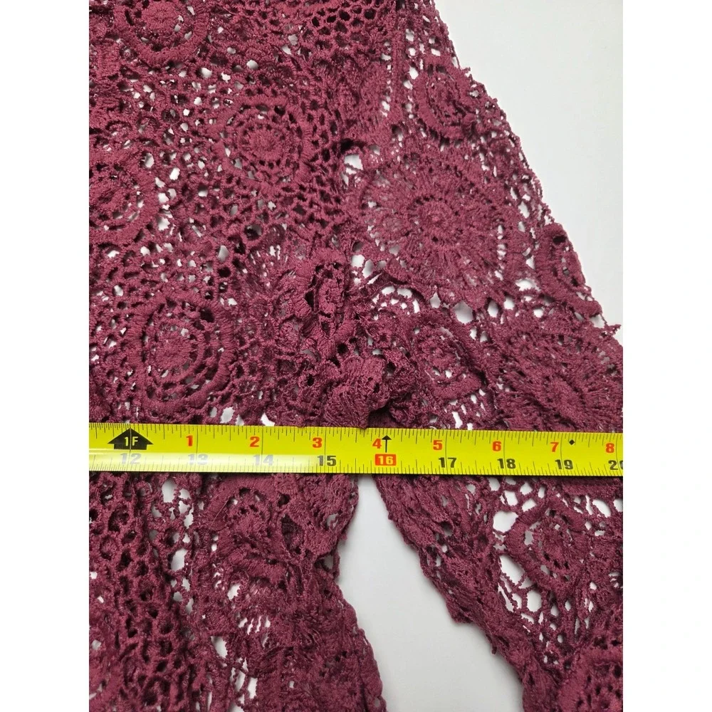 Charlotte Russe Lace Maroon Polyester Long Sleeve Top Size XL